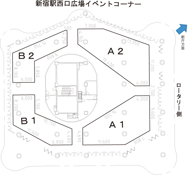 新宿駅西口地下広場 イベントコーナー イメージ 平面図 公益財団法人東京都道路整備保全公社